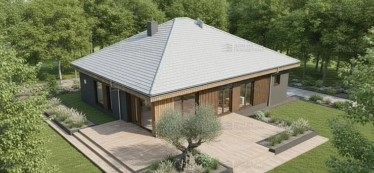 Проект Одноэтажный дом 16 на 16, 168 м2