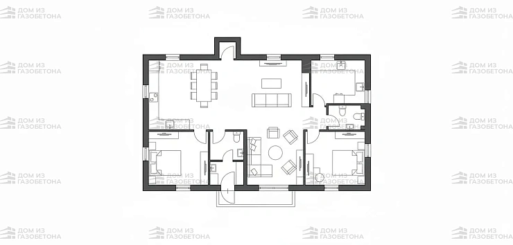 Проект Одноэтажный дом 16 на 16, 168 м2